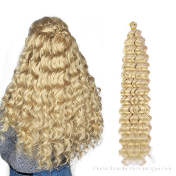 Wholesale 22/28/30 Inches Ocean Wave Fashion Crochet Braids Hair Bulks Goddess Deep Wave Synthetic Braiding Hair Extensions